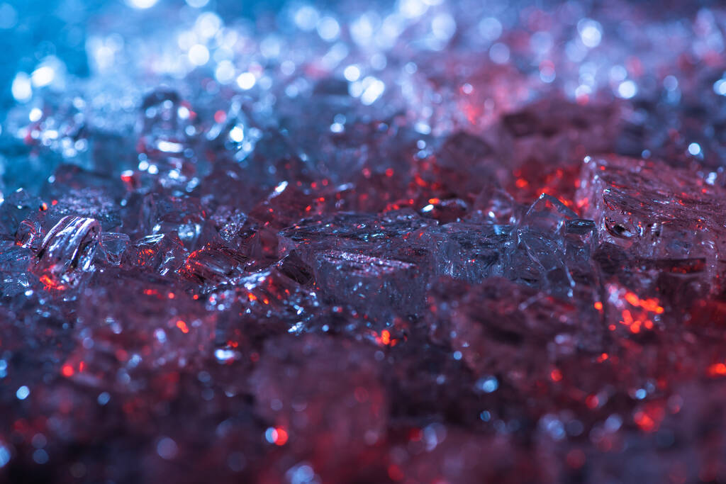 close up view of abstract red and blue crystal textured background - Photo, Image