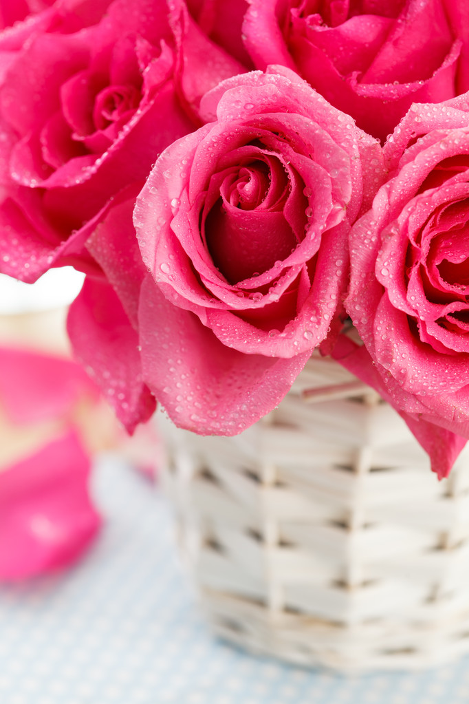 rosas rosa na cesta
 - Foto, Imagem