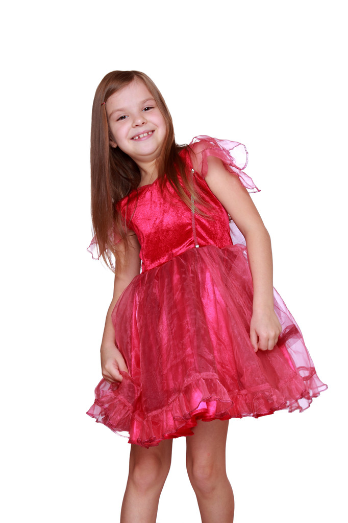 Tyttö näyttää hänen vaaleanpunainen karnevaali puku
 - Valokuva, kuva