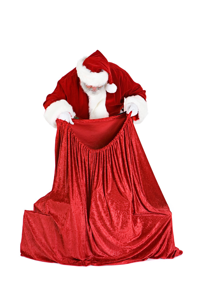 Santa: tarkistaminen lahjat säkissä
 - Valokuva, kuva