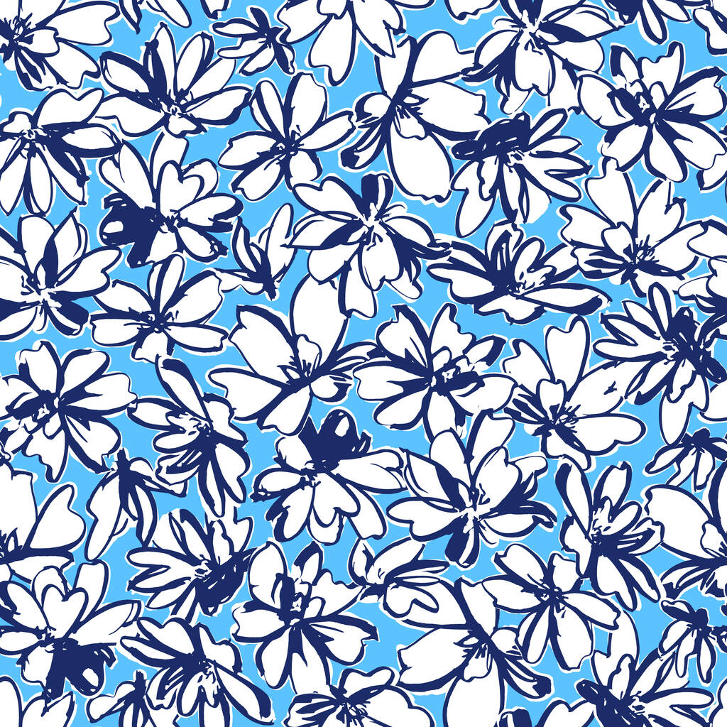 Seamless pattern material of an abstract flower,I designed a flower abstractly,This painting continues repeatedly seamlessly, - Vector, Image