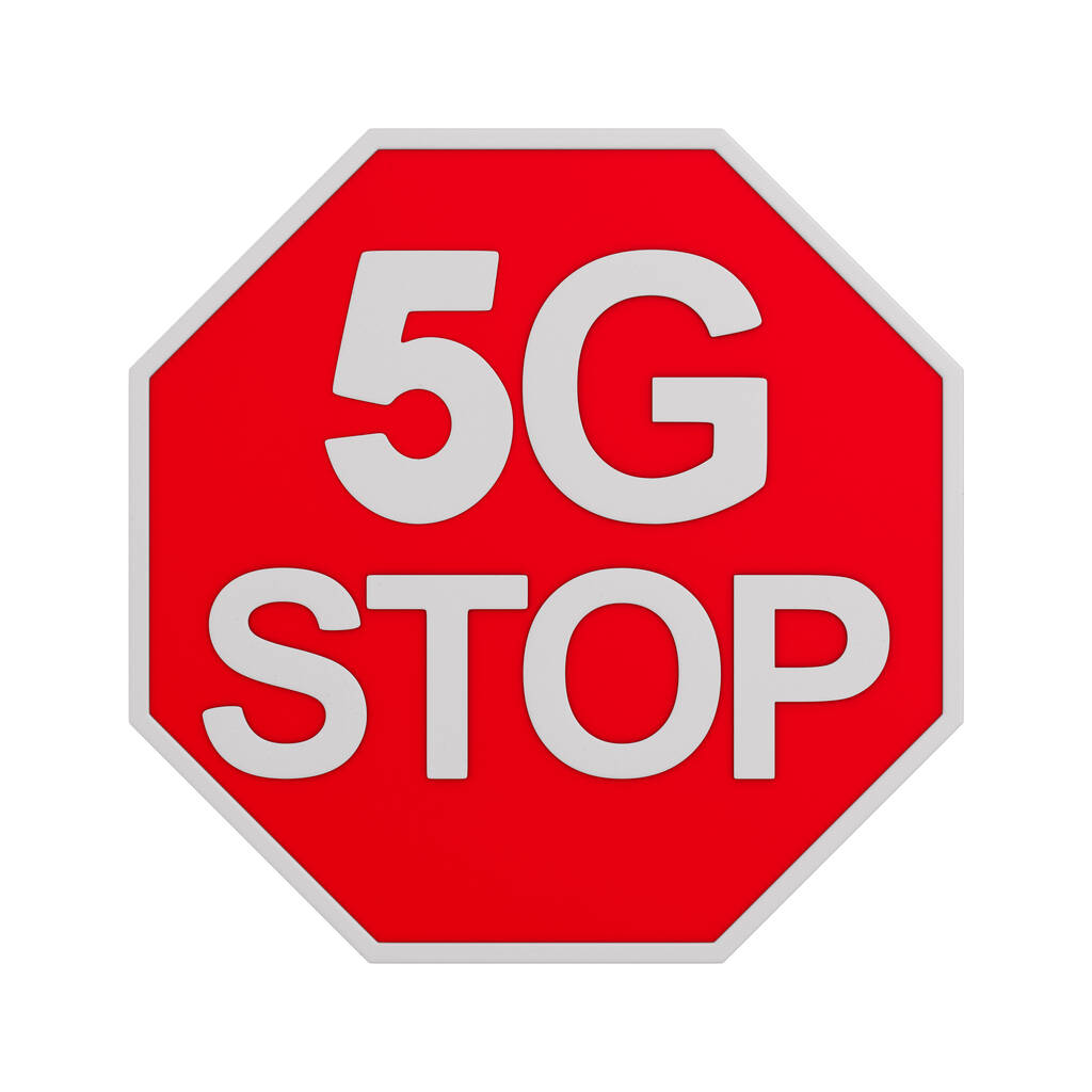 sign 5G stop on white background. Isolated 3D illustration - Photo, Image