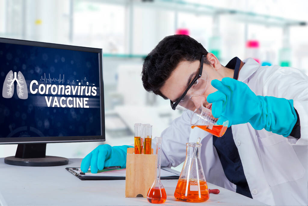 Arzt stellt Coronavirus-Impfstoff im Labor her - Foto, Bild