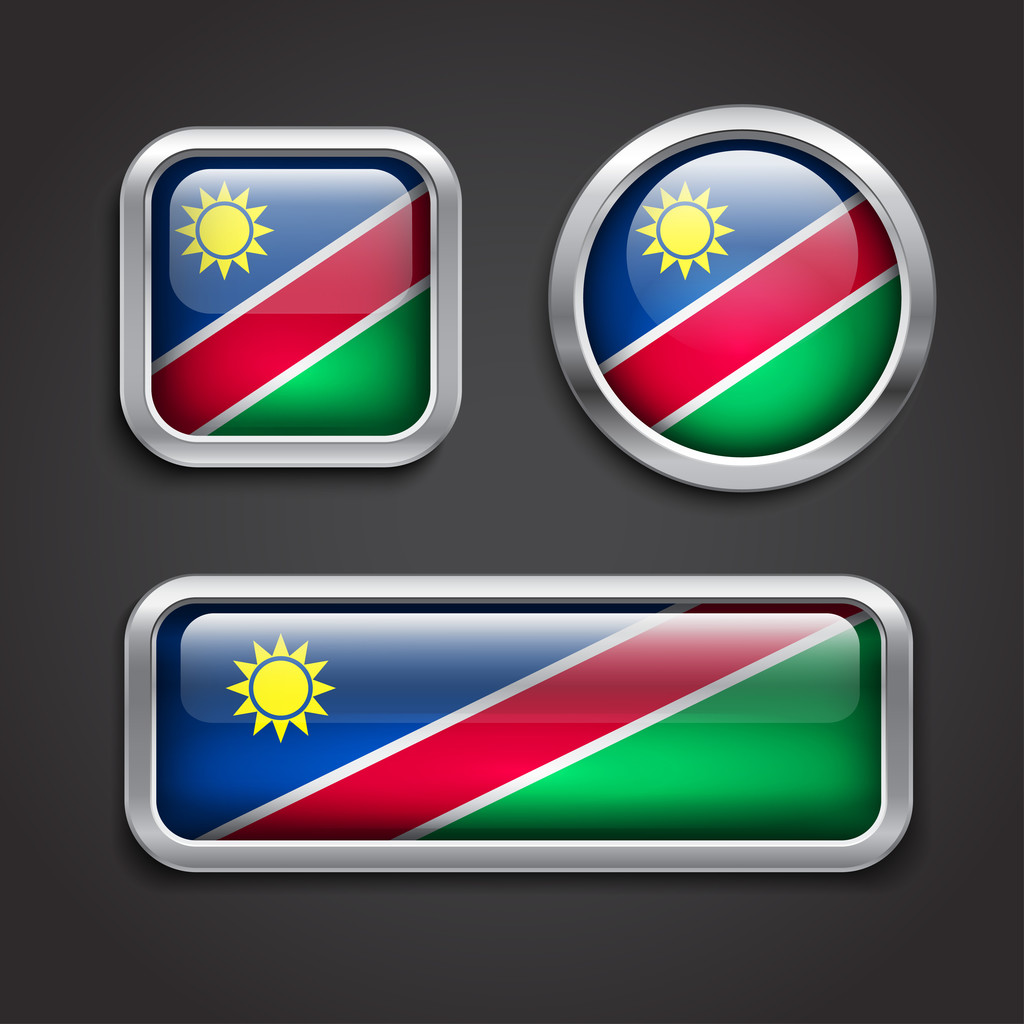Namíbiai zászló üveg gombok - Vektor, kép