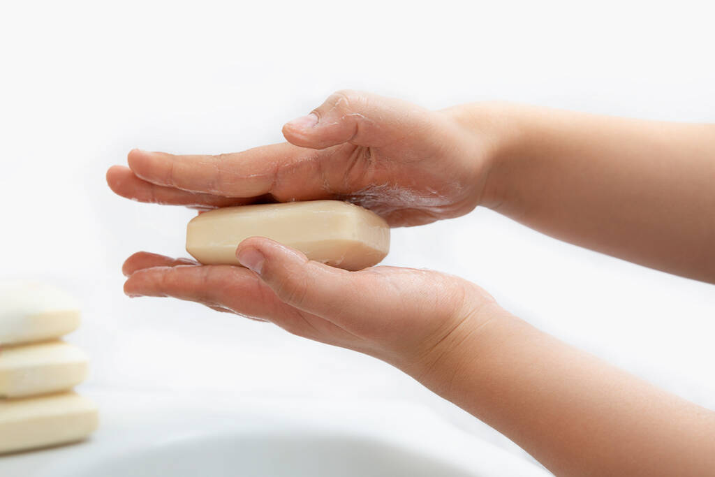 clean children's hands in soap wash in water - Photo, Image