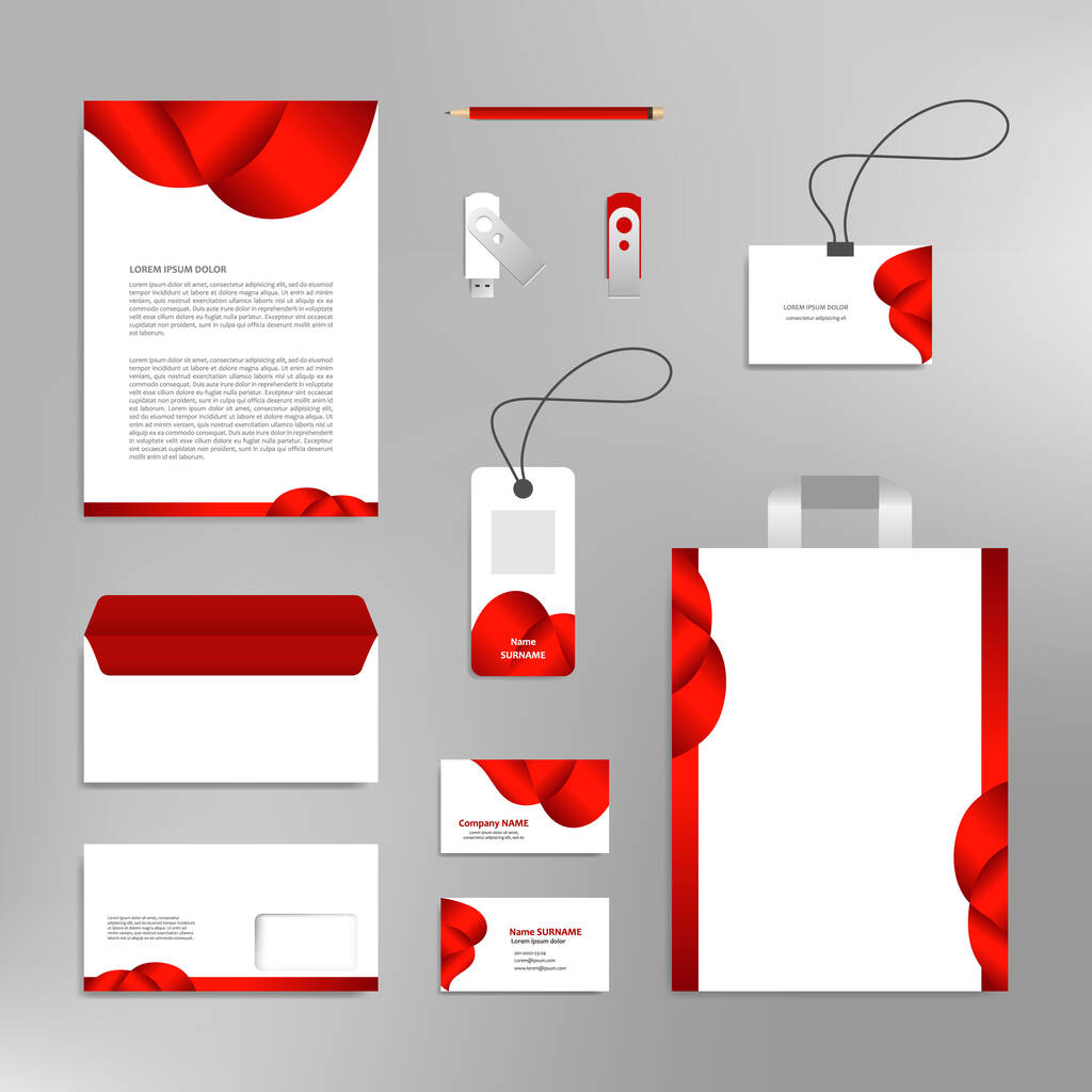 Corporate Identity Design-Vorlage, Geschäftsbriefpapier-Attrappe für das FirmenBranding - Vektor, Bild