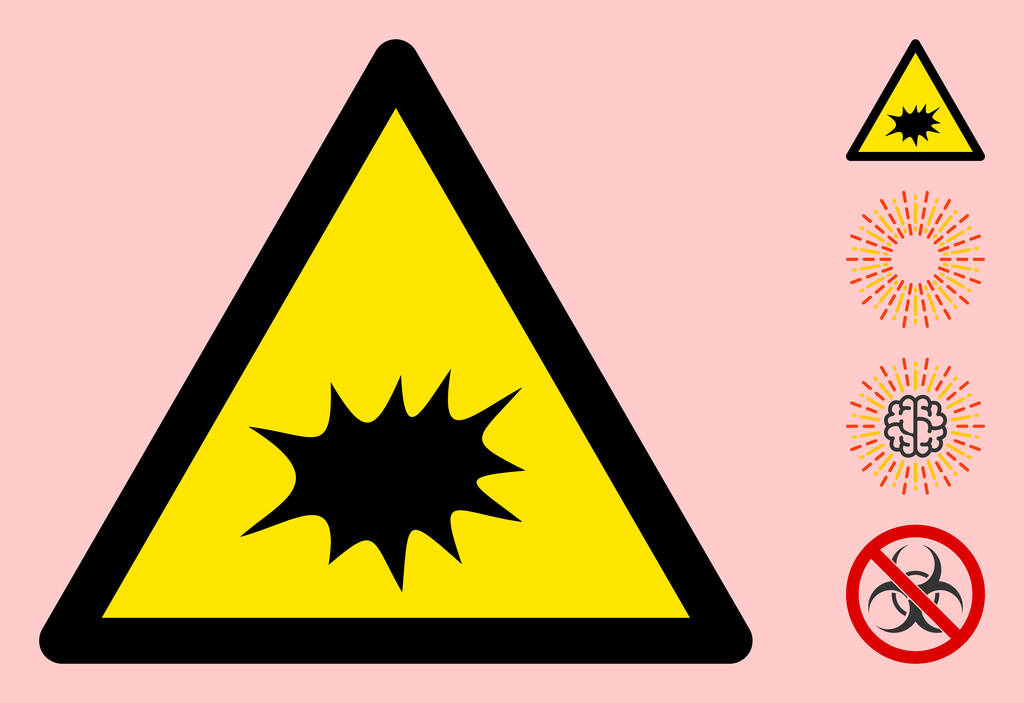 Icona del segno del triangolo di allarme esplosione vettoriale
 - Vettoriali, immagini