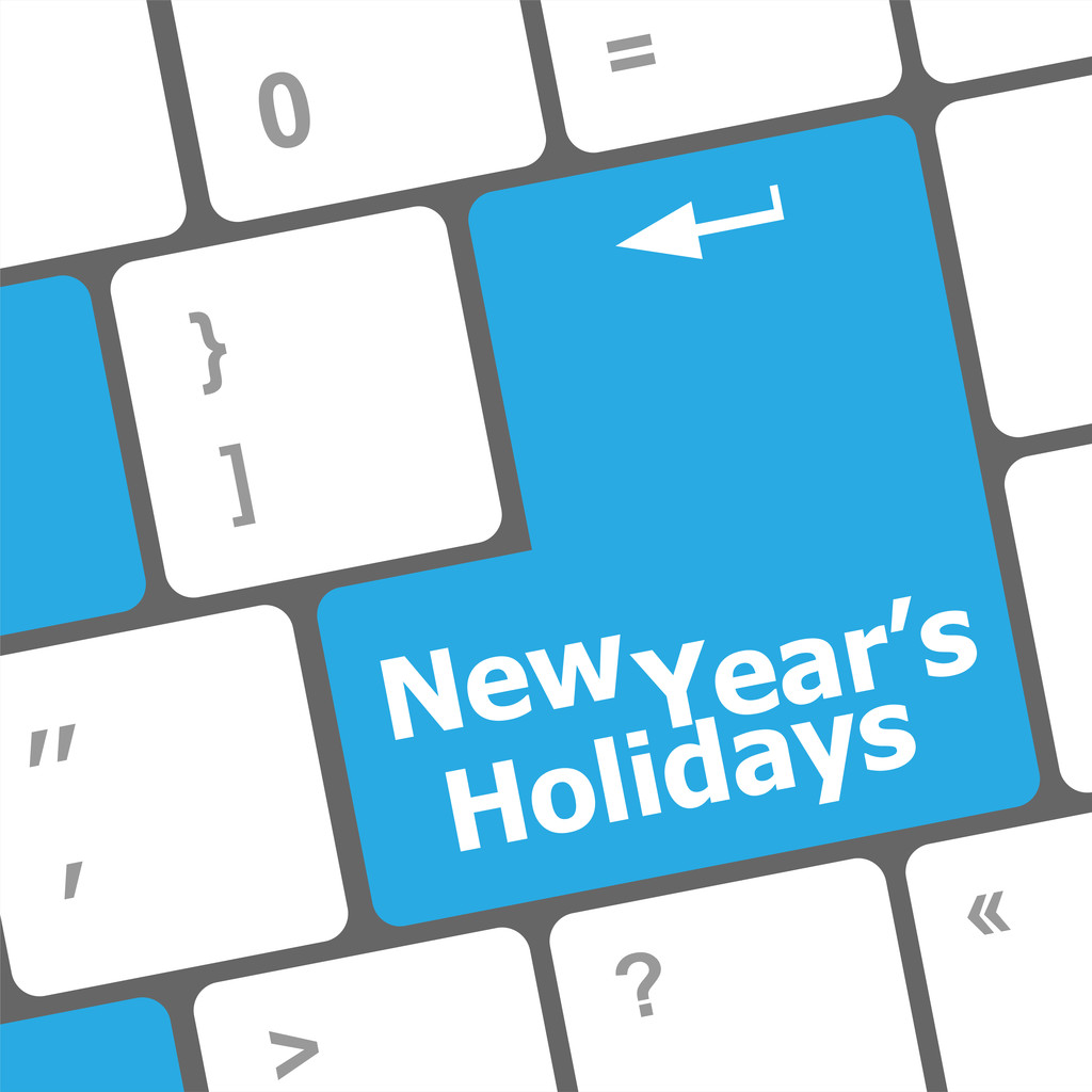 Computer keyboard key with new year holidays words - Photo, Image