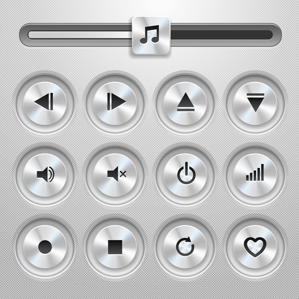 Isolated vector media player buttons and audio player - Vector, Image
