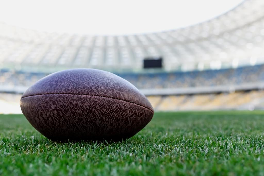 bola de rugby na grama verde no estádio
 - Foto, Imagem
