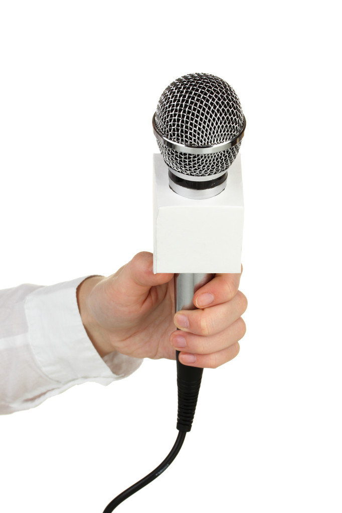 női kézi mikrofon elszigetelt fehér - Fotó, kép
