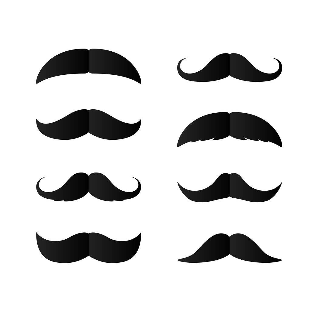 Ensemble de moustaches en papier. Silhouette noire de moustaches. Fête des pères élément décoratif. vecteur isolé
 - Vecteur, image