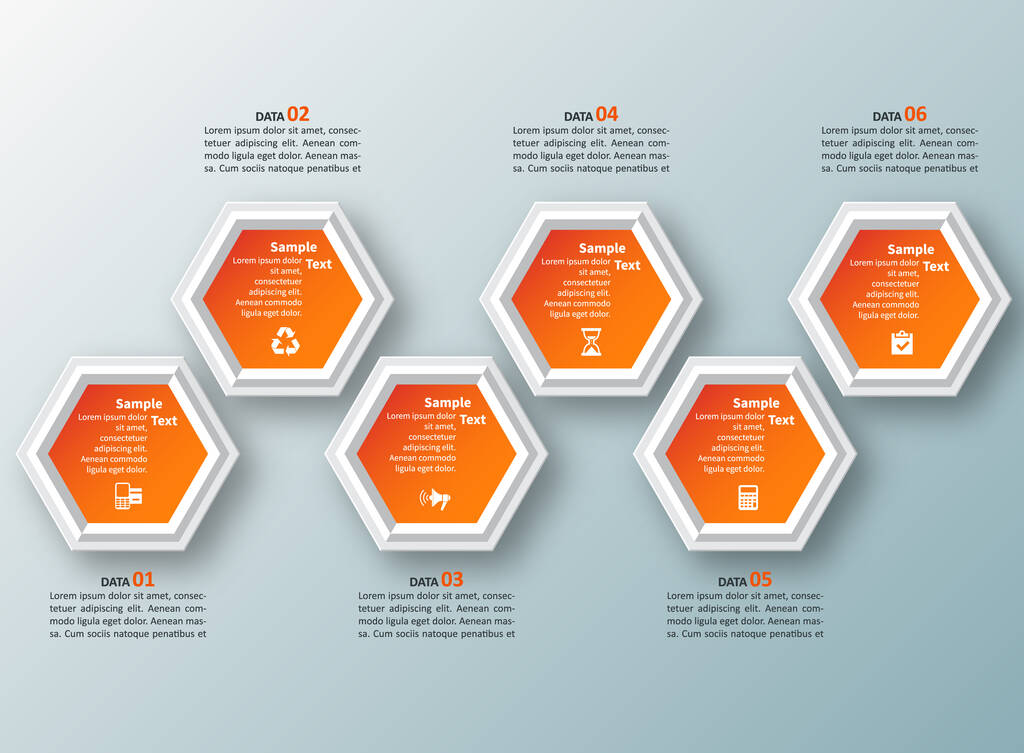 Elementi infografici vettoriali astratti in carta 3d Infografica esagonale.Design a nido d'ape - Vettoriali, immagini
