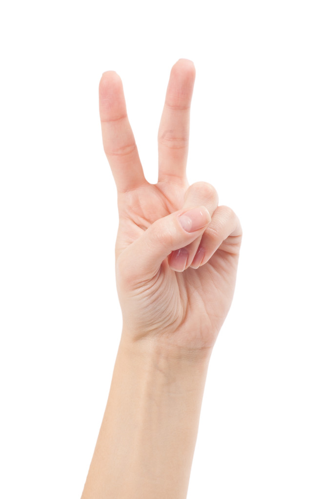 viszont két ujjal a béke, illetve victory szimbólum - Fotó, kép