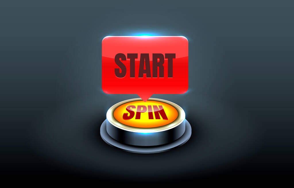 Start spin casino coin, cash machine play now. - Vector, Image