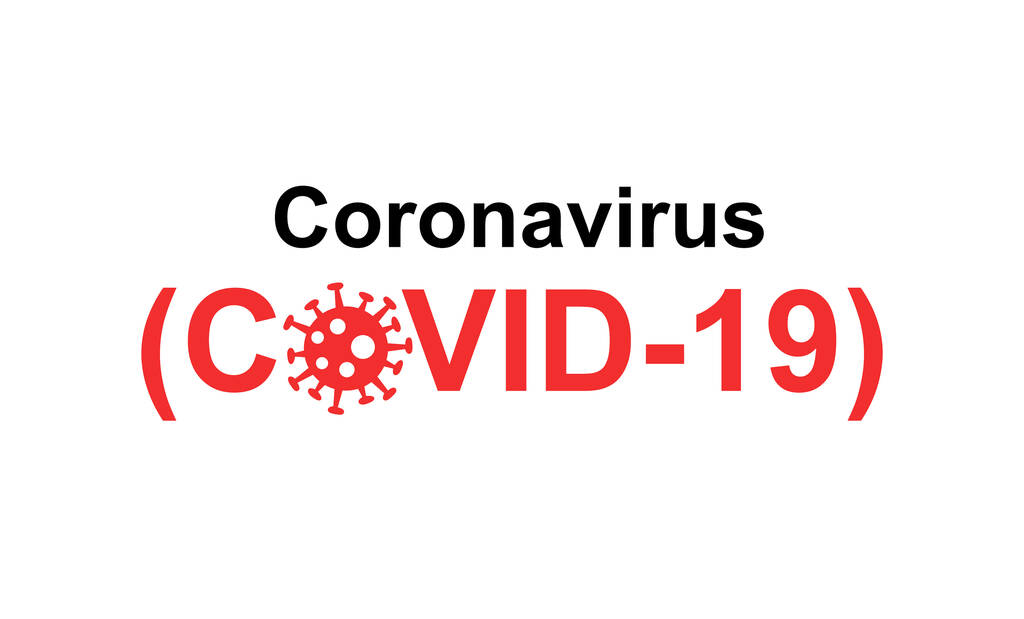 punainen ja musta koronavirus ja covid-19 kirjoitus valkoisella pohjalla
 - Vektori, kuva