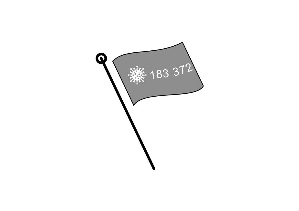 bakterie wirusa i liczba zakażonych flagą na białym tle - Wektor, obraz