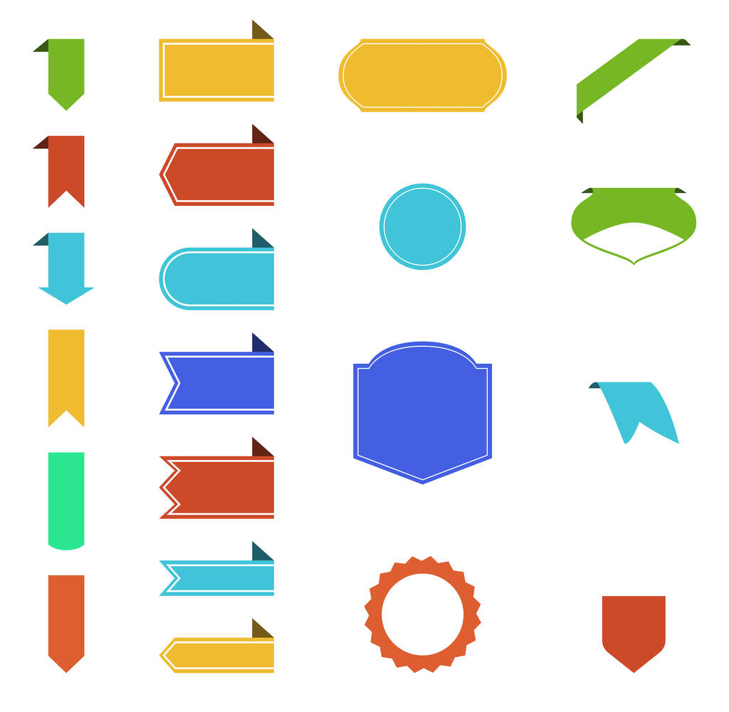 prázdné barevné stuhy s kopírovacím prostorem na bílém pozadí - Vektor, obrázek