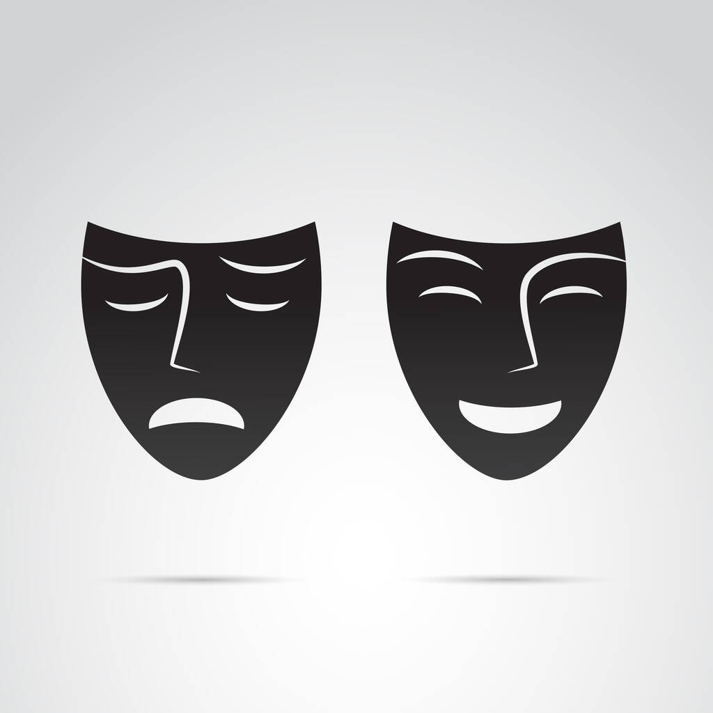 máscaras de teatro, simplesmente ilustração vetorial
  - Vetor, Imagem