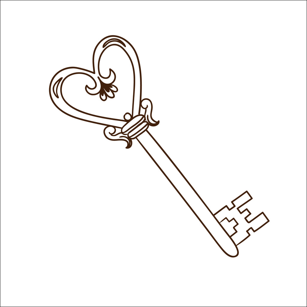 romantische hartvormige sleutel geïsoleerd op wit. - Vector, afbeelding
