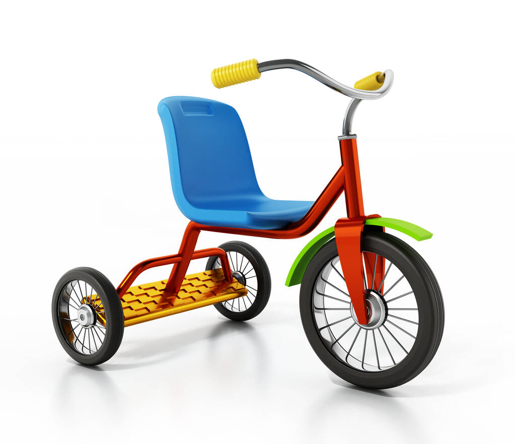 Enfant vélo ou tricycle isolé sur fond blanc. Illustration 3D
. - Photo, image