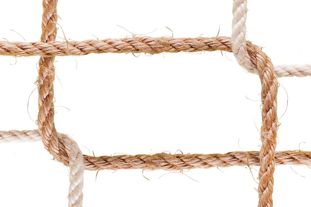 Cordes rugueuses reliées comme un cadre. Isolé au fouet
 - Photo, image