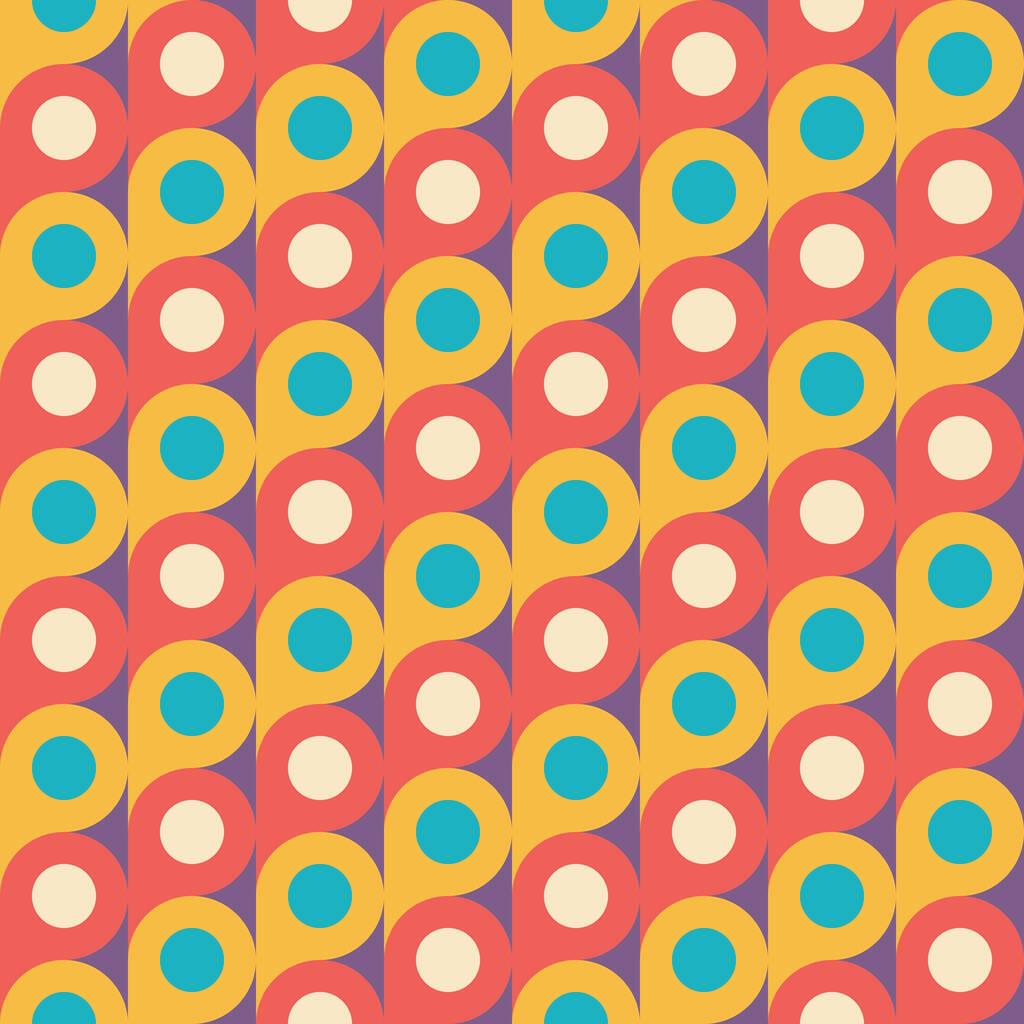 Abstract geometric seamless pattern design. Circles concept background. Website wallpaper. Blue, red, white, pink colors. Mosaic dots ornament graphic structure. Vector illustration.  - Vector, Image