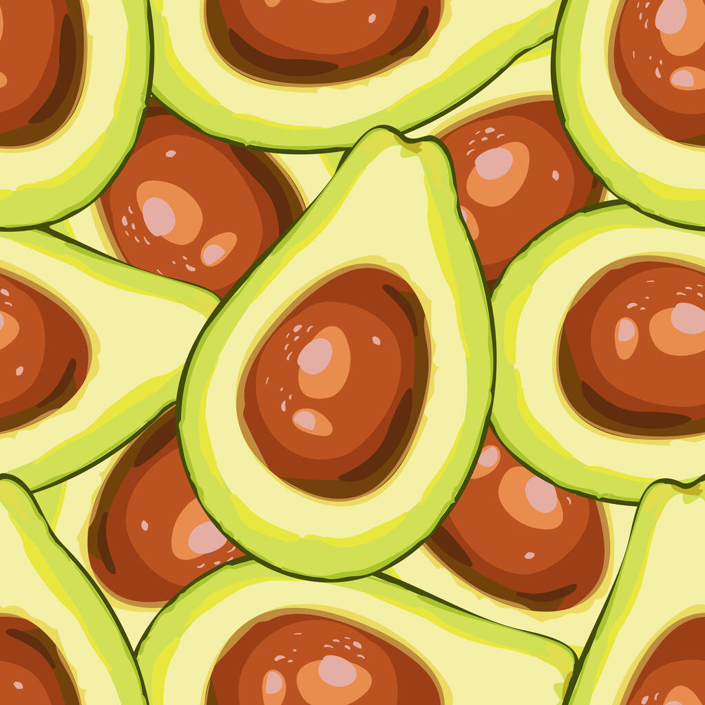 Illustration with avocado seamless pattern. Summer background. Vector design. - Vector, Image