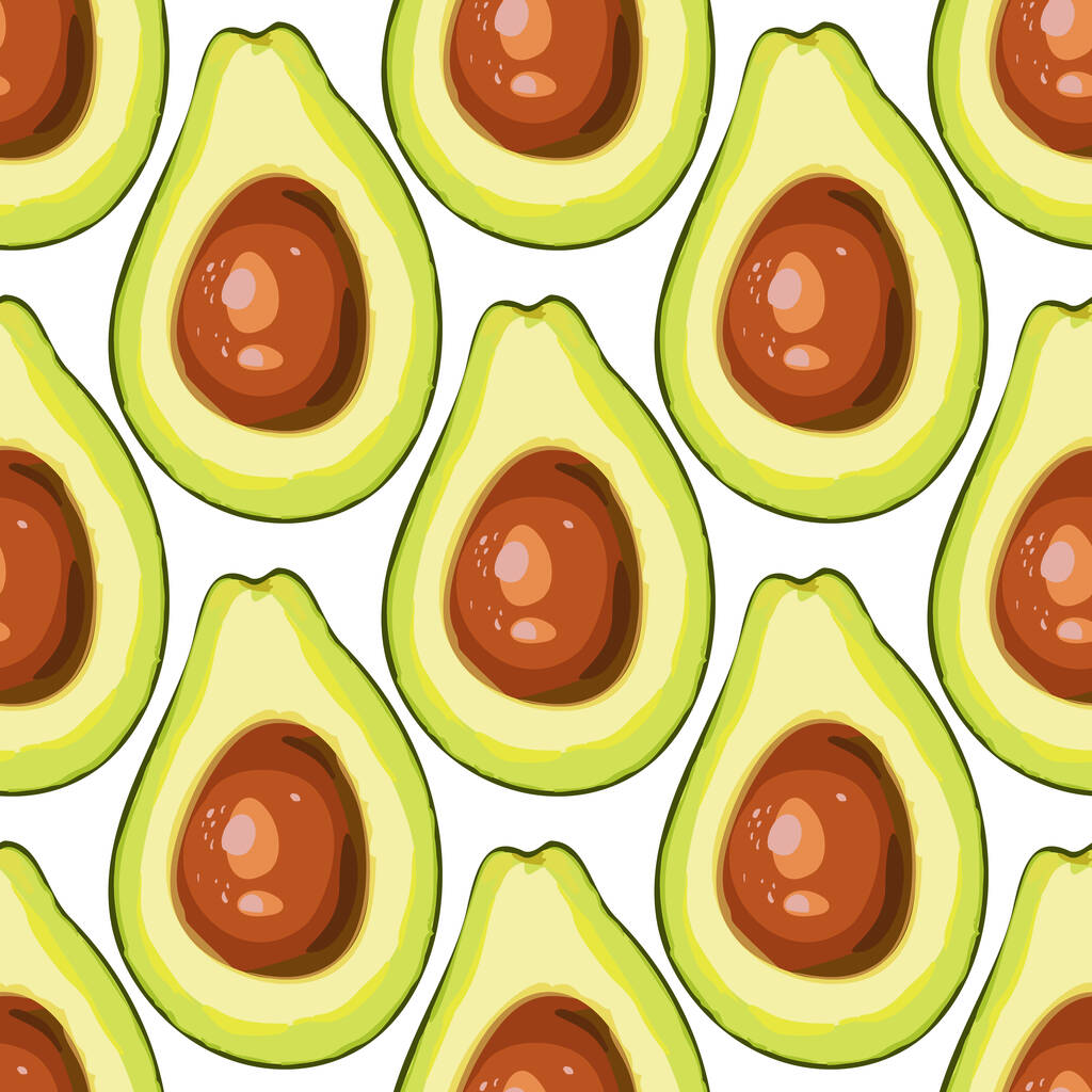 Illustration with avocado seamless pattern. Summer background. Vector design. - Vector, Image
