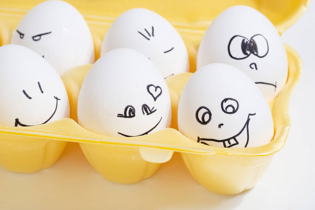 set of funny eggs with painted faces - Photo, Image