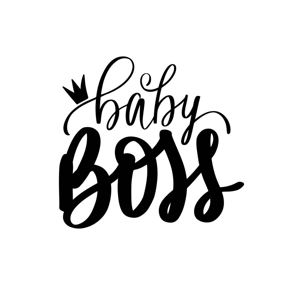 Baby Boss vector Letras de mano cita con corona de reina aislada en blanco
. - Vector, imagen