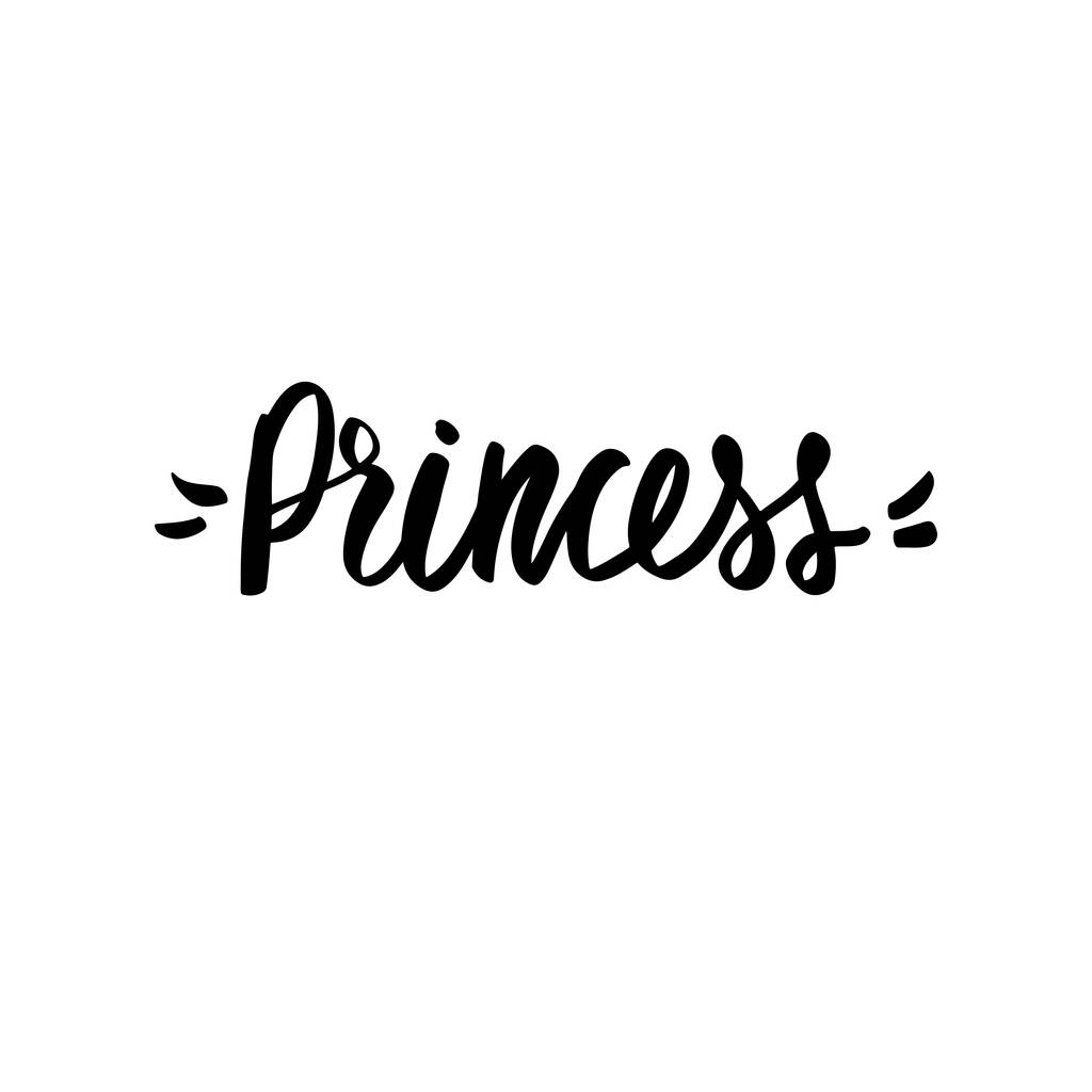 Princess Καλλιγραφία γράμματα απομονώνονται σε λευκό. Τυπογραφικό αποτύπωμα βασίλισσας - Διάνυσμα, εικόνα