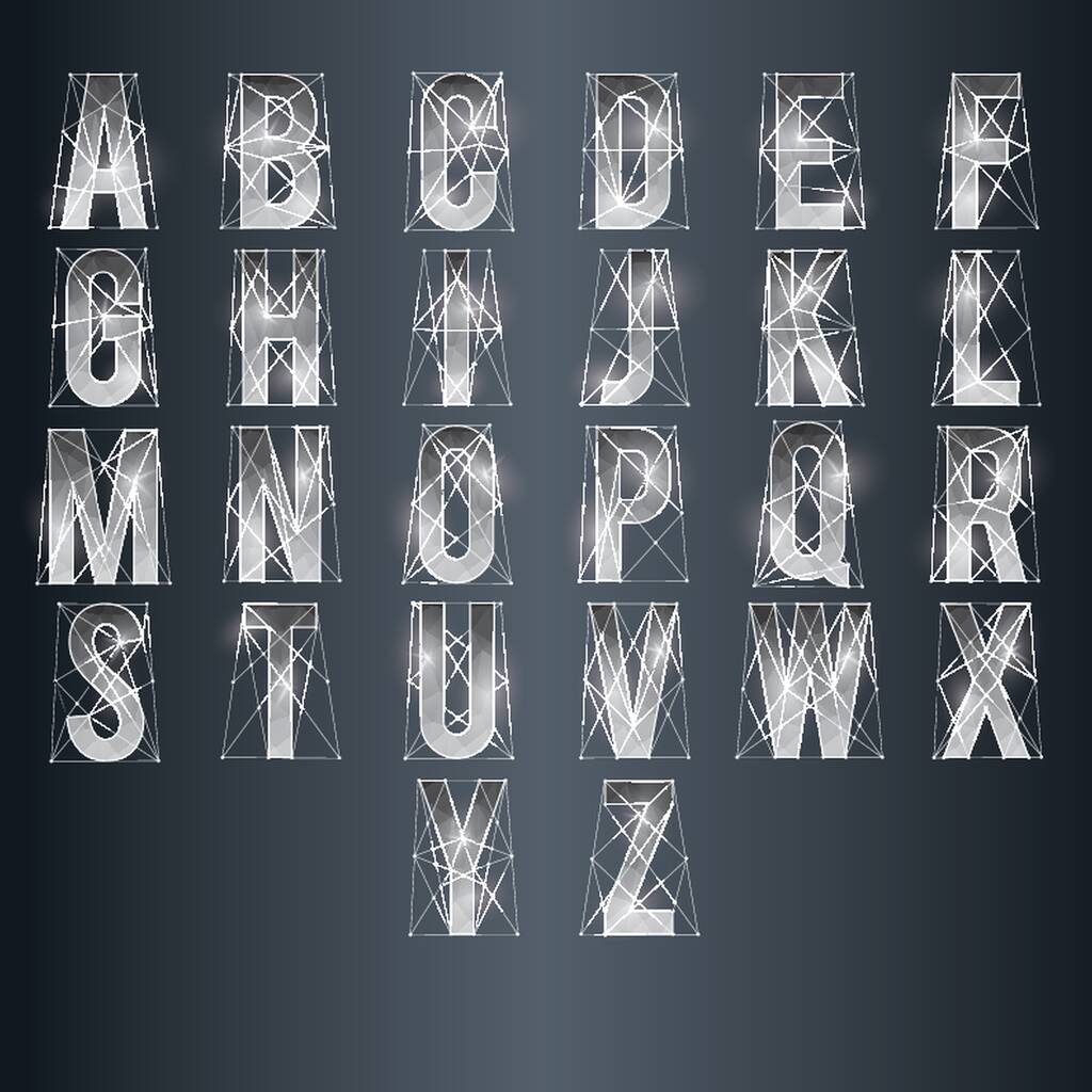 Satz von Low-Poly-Alphabeten - Vektor, Bild