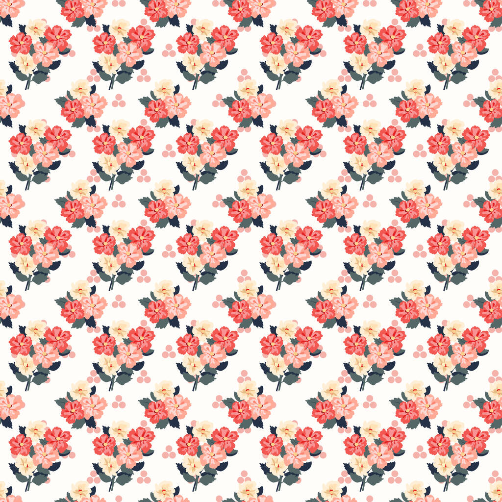 Vintage feedsack pattern in small flowers. Millefleurs. Floral sweet seamless background for textile, cotton fabric, covers, wallpapers, print, gift wrap and scrapbooking. - Vector, Image
