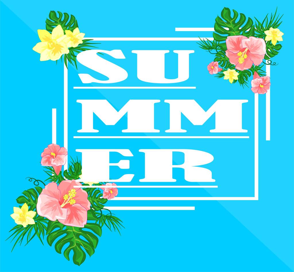 花と言葉の夏のカード - 写真・画像