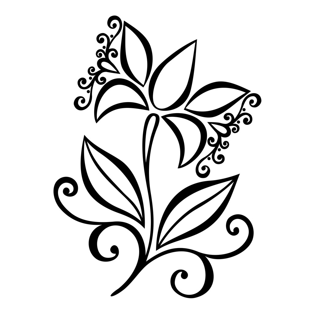Beautiful Decorative Flower with Leaves (Vector) - Vector, Image