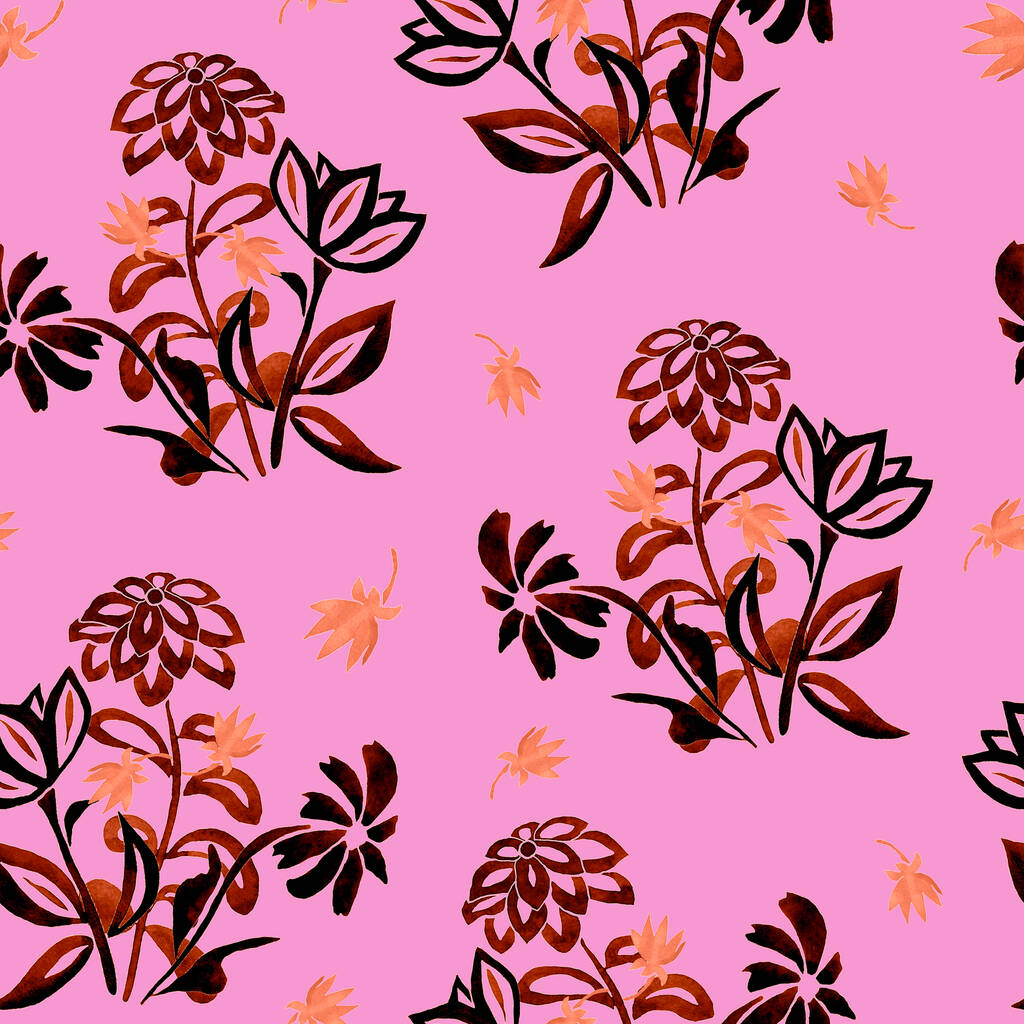 Αφηρημένη floral απρόσκοπτη μοτίβο με ακουαρέλα λουλούδια περίγραμμα. Vintage φυσικό υπόβαθρο. Υφασμάτινη σχεδίαση ή κάθε είδους σχέδιο. - Φωτογραφία, εικόνα