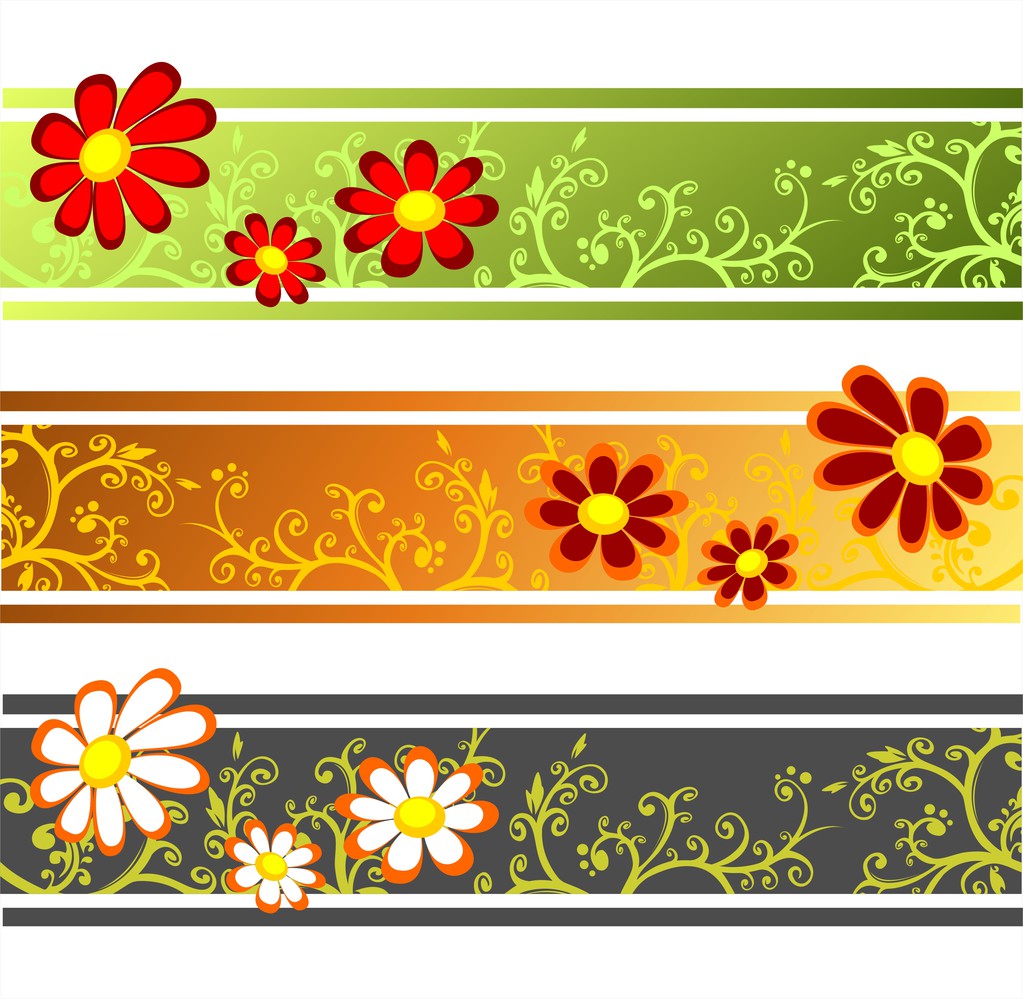 três tiras de flores
 - Foto, Imagem