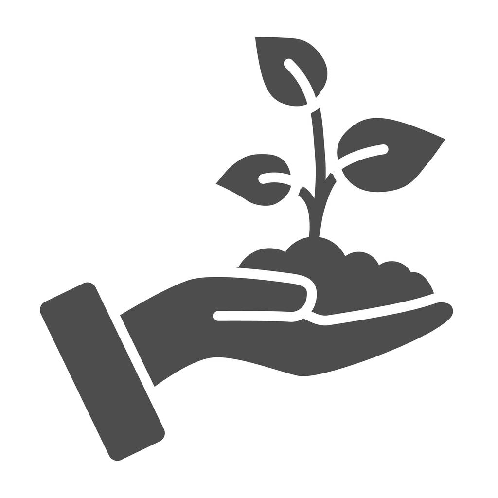 Sprout in a hand solid icon, save nature concept, Sprout symbol on white background, Young growth with three leaves on human hand icon in glyph style for mobile concept. Vector graphics. - Διάνυσμα, εικόνα