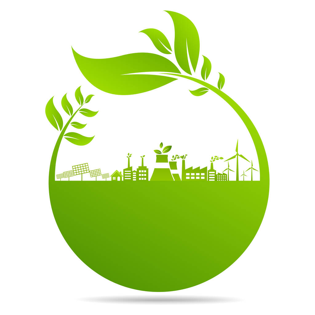 Sürdürülebilir enerji gelişimi için ekoloji kavramı ve Çevresel, Banner tasarım unsurları, Vektör illüstrasyonu - Vektör, Görsel
