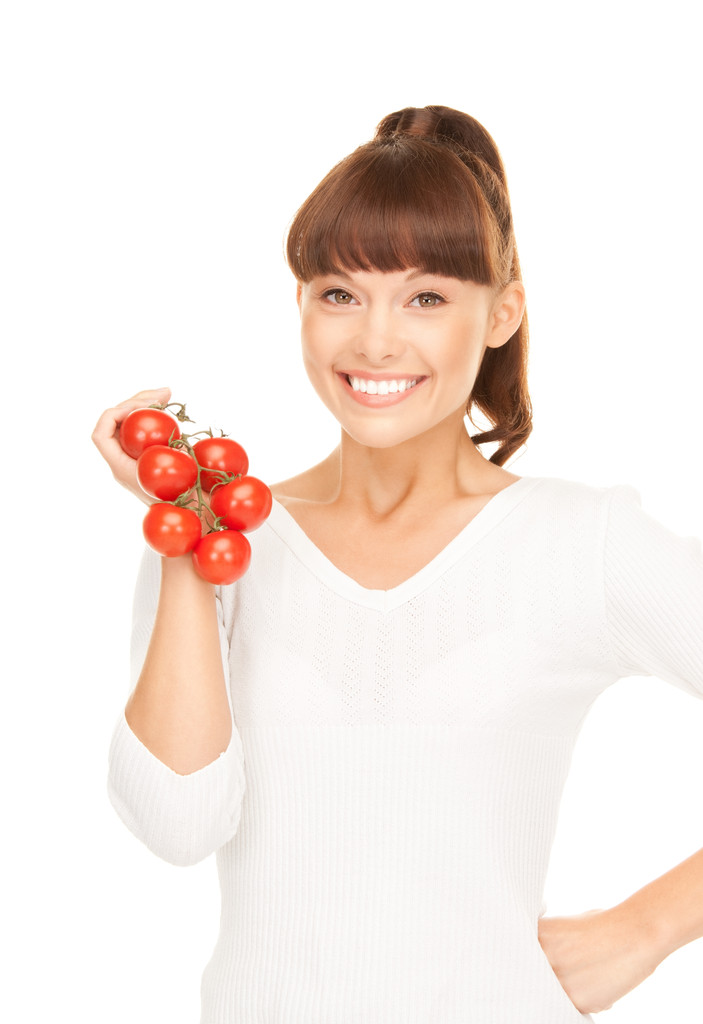 Frau mit reifen Tomaten - Foto, Bild