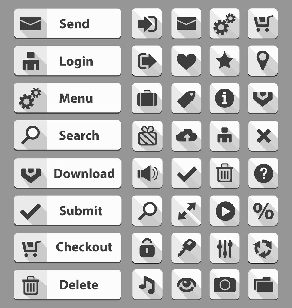 Набір білих кнопок веб-дизайну
 - Вектор, зображення
