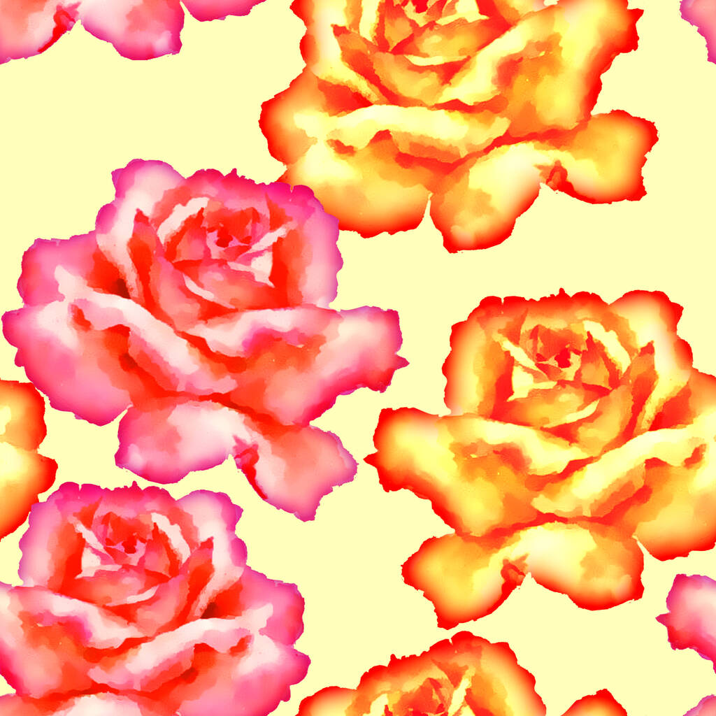 Червона повна ручна фарба троянди акварельний безшовний візерунок, шаблон для текстилю, шпалер, обгорткового паперу
. - Фото, зображення