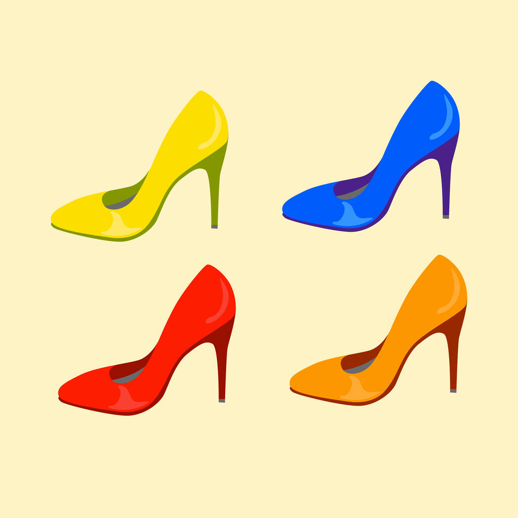 conjunto de zapatos de color. ilustración vectorial
 - Vector, Imagen