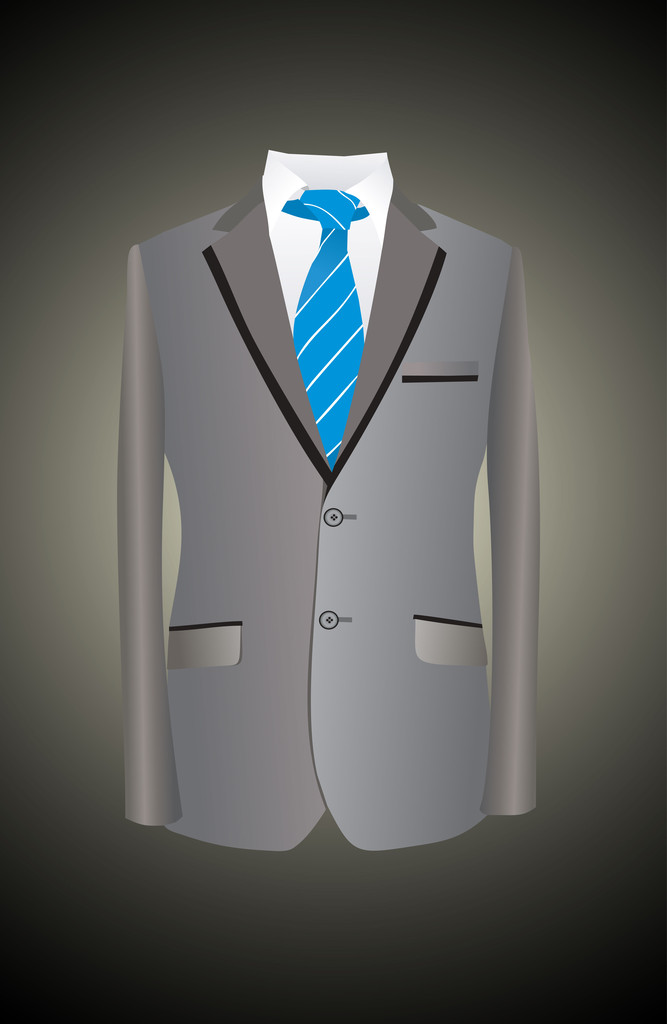 Сірий діловий костюм з краваткою
 - Вектор, зображення