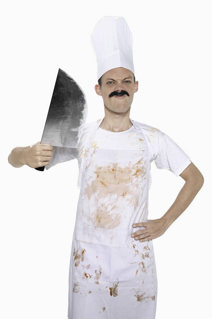 Hombre con bigote cuchillo de sujeción
 - Foto, imagen