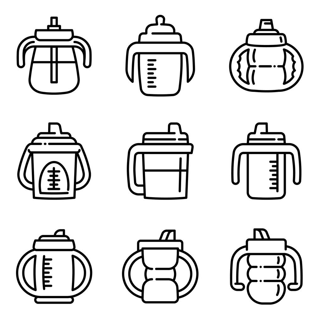 Set di icone coppa setosa, stile contorno
 - Vettoriali, immagini