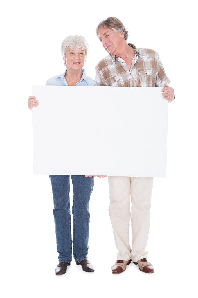 starší pár s bílou tabuli - Fotografie, Obrázek