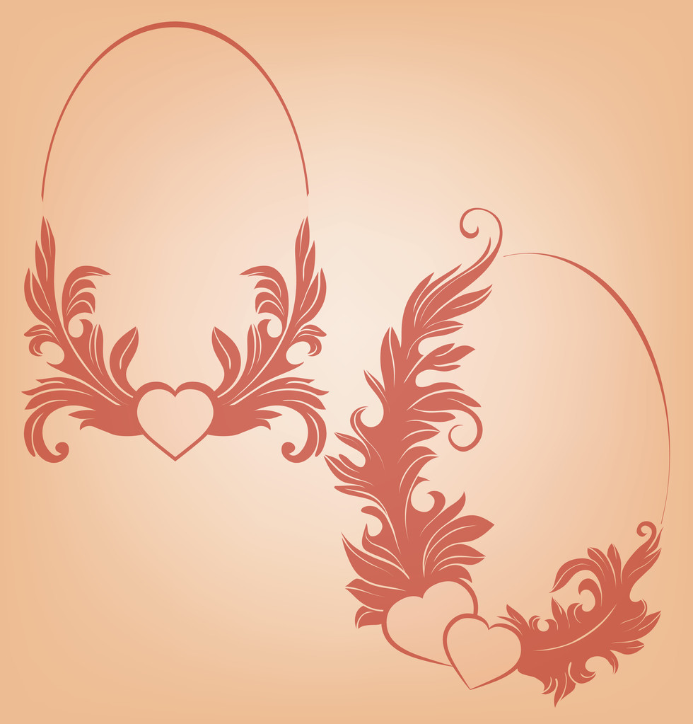 fundo romântico dos namorados, coração ornamentado vintage floral mot
 - Vetor, Imagem