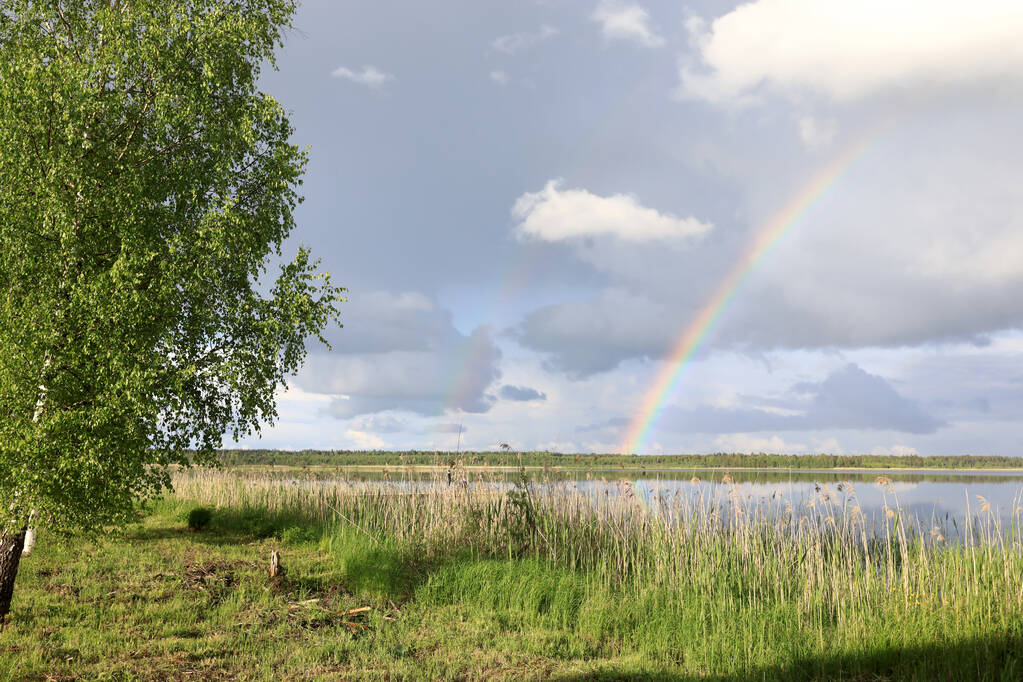 Rainbow over Seliger lake in summer, Russia - Photo, Image